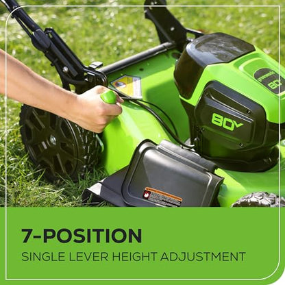 Greenworks 80V 21in Push Lawn Mower, 4.0 Ah Battery and Charger - size: 21" Push