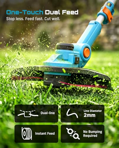 SEESII 13" String Trimmer Electric Weed Wacker with 2×4000mAh Batteries