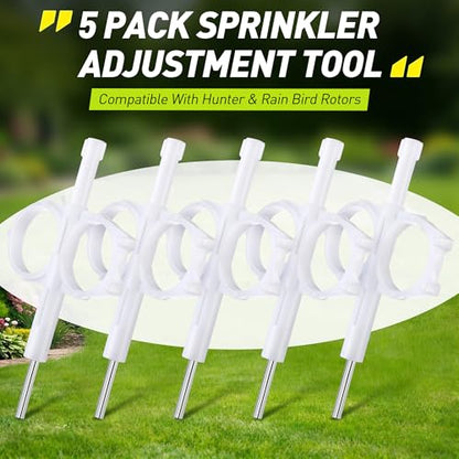 5 Pack Sprinkler Adjustment Tool Compatible with Hunter Rain Bird(White) | Rotor Key, Pull-Up Tool and Screwdriver, Arc and Radius Adjustment, Lawn Irrigation Maintenance - color: White