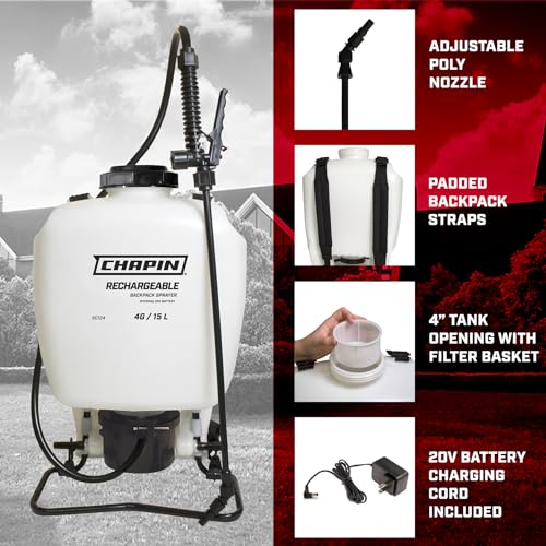 CHAPIN 4-Gallon Rechargeable Battery Powered Backpack Sprayer - size: 4 Gallon, 20V Battery