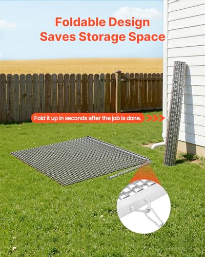 VEVOR Baseball Field Drag Mat, Field Drag, Yard Drag for ATVs UTVs Tractors, Durable Galvanized Steel Mesh Drag Mat with Towing Chain, for Gravel Driveway Ruts Farm Field Leveling - size: 48.03 x 48.03 x 0.39"