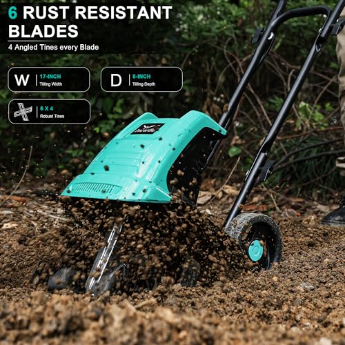 IncwBo 17'' 15-AMP Corded Electric Garden Roto Tiller Cultivator Powerful - size: 15 AMP-17 INCH