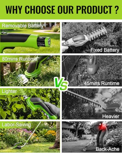 WORKPRO 3-in-1 3.6V Cordless Hedge Trimmer with 37" Wheeled Extension Pole - size: Long Handle Grass Shear