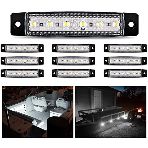 Nilight 10PCS 3.8" 6LED White LED Indicator Clearance Marker Lights - color: 3.8" White 10Pcs