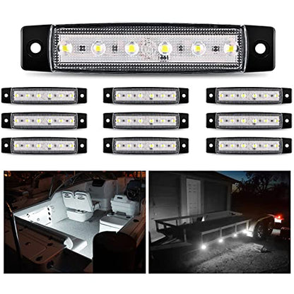 Nilight 10PCS 3.8" 6LED White LED Indicator Clearance Marker Lights - color: 3.8" White 10Pcs