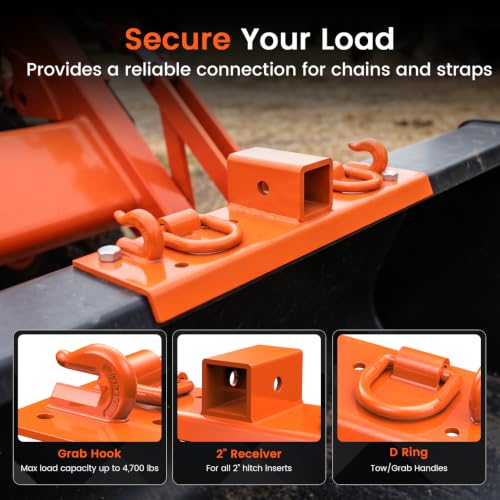 Tractor Bucket Grab Hooks Compact Compatible with Kubota Tractor - color: Orange