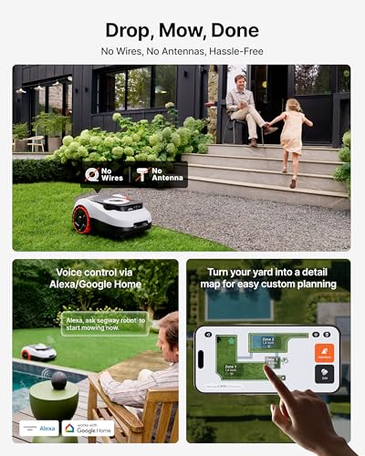 Segway Navimow i215 LiDAR Robot Lawn Mower Wire Free with Garage M, LiDAR & Vision Dual Fusion, Auto Mapping, Off-Road Wheels for 45% Slopes, Covers 0.37 Acre (Garage Shipped Separately) - style: i215 LiDAR + Garage M