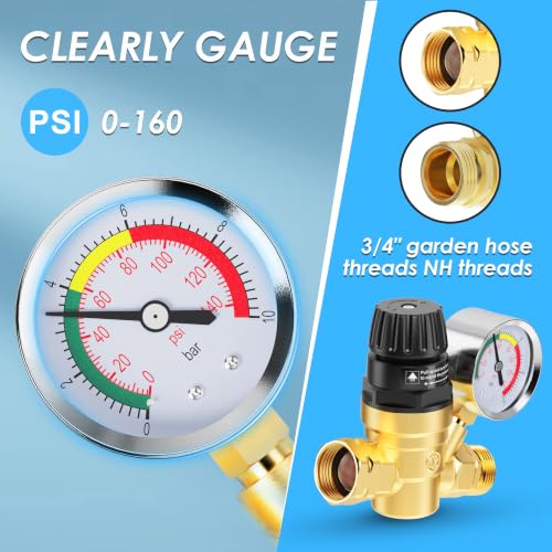 RV Water Pressure Regulator Valve, Brass Lead-Free