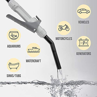 Deway Auto Fuel Transfer Pump with Flow Control Nozzle, Fits Most Gas Cans - style: Hand Trigger Nozzle w/ 51" Plastic Hose