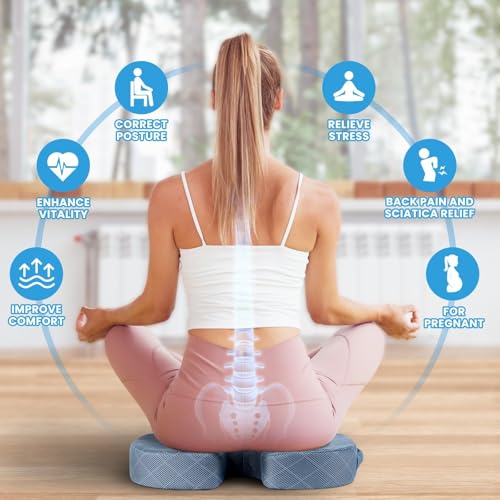 TushGuard Memory Foam Office Chair Seat Cushion - Light Blue, Large - color: Light Blue, size: Large