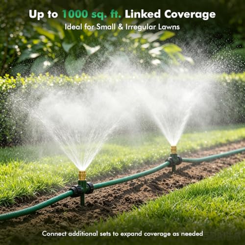 RESTMO 2 Pack Heavy-Duty Full-Metal Lawn Sprinklers for Yard - color: Green, size: 2 Pack
