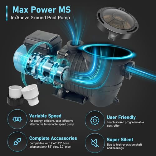 Variable 3-Speed Pool Pump 230V 1.5HP 5880GPH Programmable Pump - color: Blue