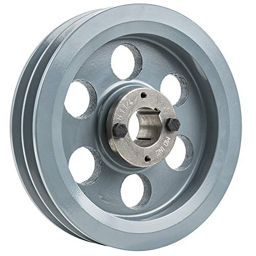 Cast Iron 7.75" Dual Groove Pulley Belt B Section 5L with 1-1/4" Sheave Bushing 2BK80H