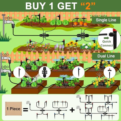 Drip Irrigation Kit for Garden, Quick-Connect Plant Watering System 150FT - size: 150FT
