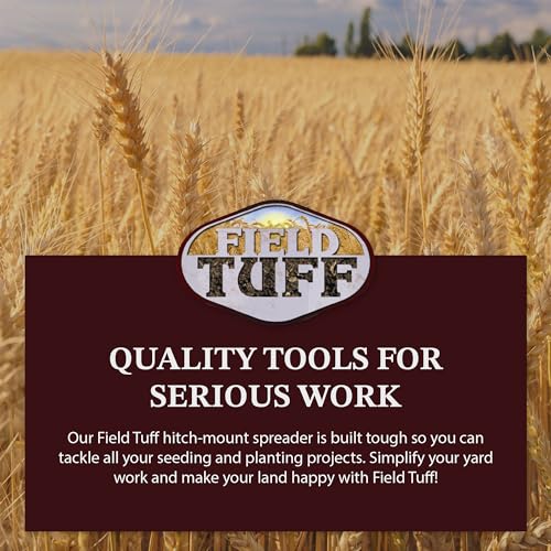 Field Tuff Hitch Mount Grass Seed Spreader with Rain Protector for ATV, UTV, or Utility Tractor, Black - size: 125 lb Capacity