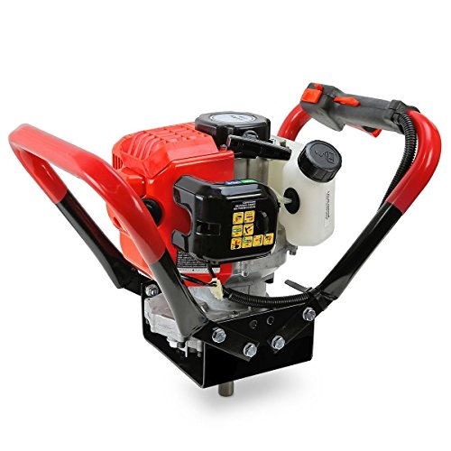 XtremepowerUS Post Hole Digger Gas-Powered 55CC 2-Stroke V-Type Engine With Digging Auger (Include 6" and 10" inch Auger Bit Bundle)
