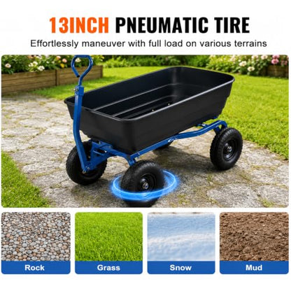 AAIN 1300 lb Heavy Duty Garden Dump Cart,13" Pneumatic Tires, Utility Wagon
