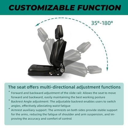 Universal Forklift Tractor Lawn Mower Seat with Headrest