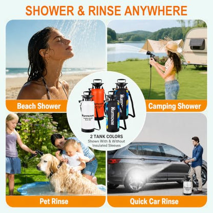 8L/2.1-Gal Portable Shower for Beach & Camping, 10 Spray Patterns - color: White-8L