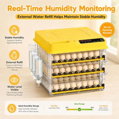 New 216 Egg incubators for Hatching Eggs with Automatic Turning - color: 216 Egg Yellow