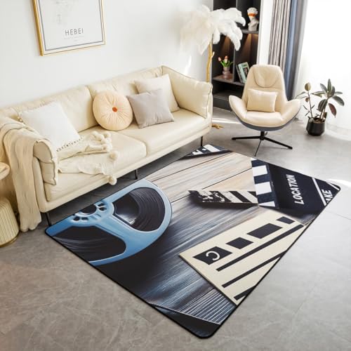 Erosebridal Movie Theme Area Rug 3x5, Filmstrip Printed Rug for Kids Child Boys Girls, Vintage Film Carpet for Bedside, Vintage Cinema Scenes Movie Non Slip Decorative Rug - color: Multi 01, size: 3'3" x 4'11" (Rectangular)