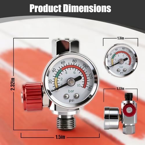G1/4 Paint Spray Gun Air Pressure Regulator Kit with Gauge