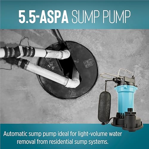 Little Giant 5.5-ASPA 115V, 1/4 HP Aluminum Automatic Sump Pump, 10' Cord