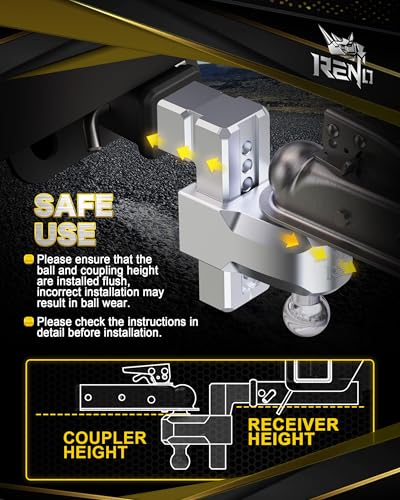RENO Trailer Hitch (2.5" Receiver) - 6" Drop/Rise Adjustable Trailer Hitch - size: 2.5" Receiver x 6" Drop/Rise