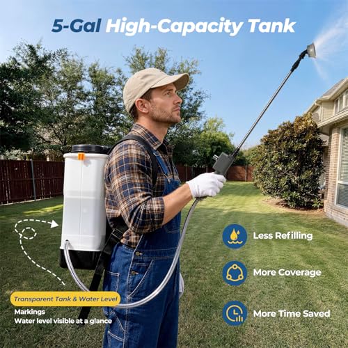JESIMAIK 4.8 Gal Battery Powered Backpack Sprayer with 4.0Ah Battery - color: White