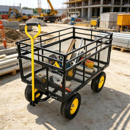 Heavy Duty660Lbs，Mesh Steel Garden Cart Utility Wagon (Black)