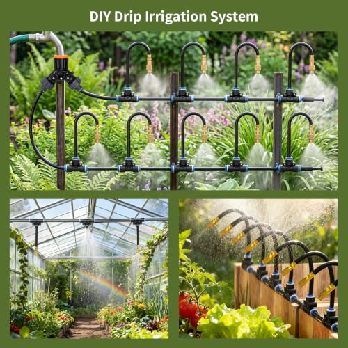 100FT Drip Irrigation System, 5/16” Tubing Automatic Garden Watering System - size: 5/16”