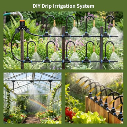 100FT Drip Irrigation System, 5/16” Tubing Automatic Garden Watering System - size: 5/16”