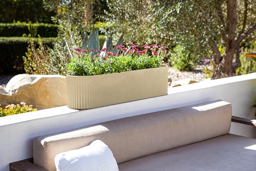 Veradek Demi Series Window Box Planter - Round Outdoor Planter - color: Sand, size: 36 inch - 2 Pack