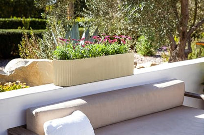 Veradek Demi Series Window Box Planter - Round Outdoor Planter - color: Sand, size: 36 inch - 2 Pack