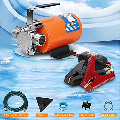 12V Water Transfer Pump 1/10HP Electric Water Pump Utility Pump-Orange - style: Orange-Standard