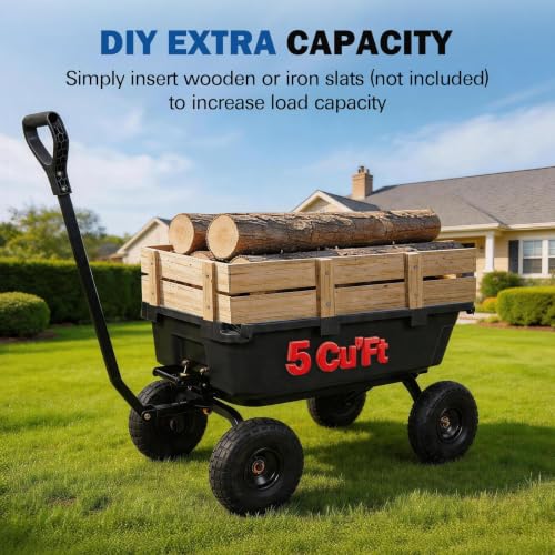BILT HARD 900 lb 5 Cu. Ft. Poly Dump Cart with 10 in All-Terrain Tires