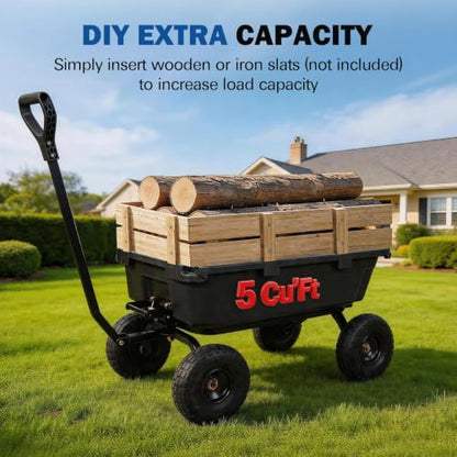 BILT HARD 900 lb 5 Cu. Ft. Poly Dump Cart with 10 in All-Terrain Tires