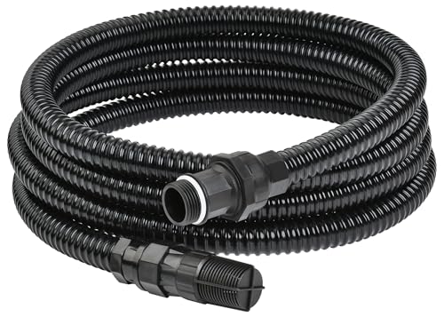 FLUENTPOWER 13FT x 1" Suction Hose Kit with Check Valve, Corrugated Pipe 13ft Long, Water Intake Hose Set, Aspiration Hose for Shallow Well Sprinkler Garden Booster Pump with 1” Female Inlet - size: 13FT Plastic Fitting-Black