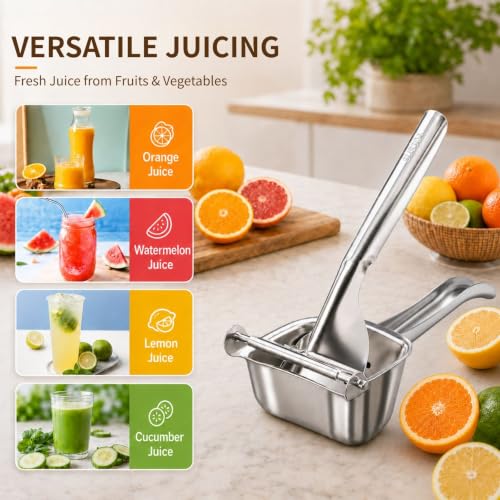 Lemon Squeezer, Stainless Steel Orange Juice No Pulp Juicer Press