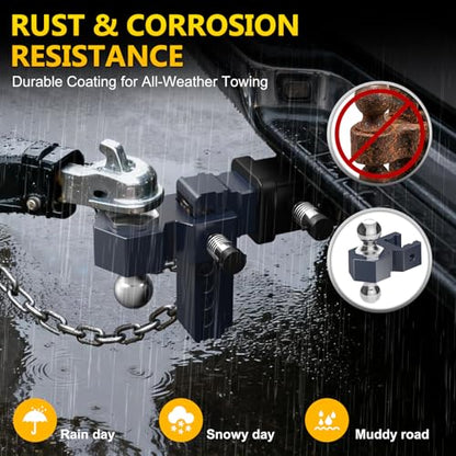 Adjustable Trailer Hitch, Drop Hitch for 2.5 Inch Receiver, 6 inch Aluminum Truck Hitch, 2 and 2-5/16 inch Balls, 18,500 LBS GTW,Bule Tow Hitches with Two Anti-Theft Locks
