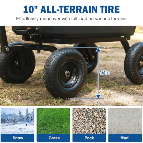 BILT HARD 900 lb 5 Cu. Ft. Poly Dump Cart with 10 in All-Terrain Tires