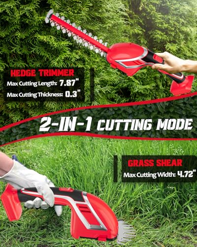 2-in-1 Hedge Trimmer Compatible for Milwaukee 18V, 7.9" & 4.7" Blades - color: Red