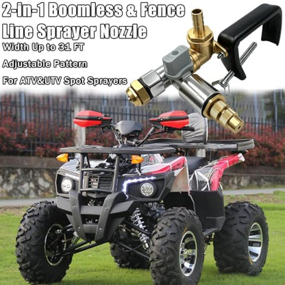 2-Pack Boomless & Fence Line Sprayer Nozzle for ATV – Brass Construction, 31FT Spray Swath, Adjustable Pattern, Universal Fit for Spot Sprayers.