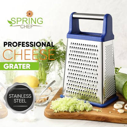 Spring Chef Stainless Steel XL Cheese Grater for Kitchen, Sapphire - color: Sapphire