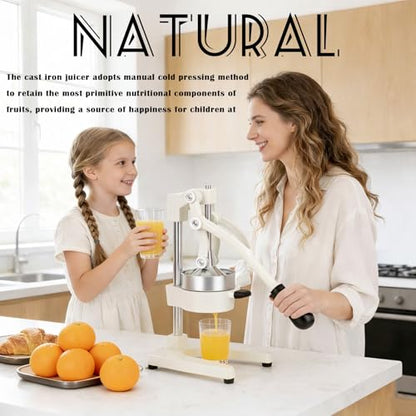 Cast Iron Juicer Hand Press Heavy Duty, Orange Juicer - color: White