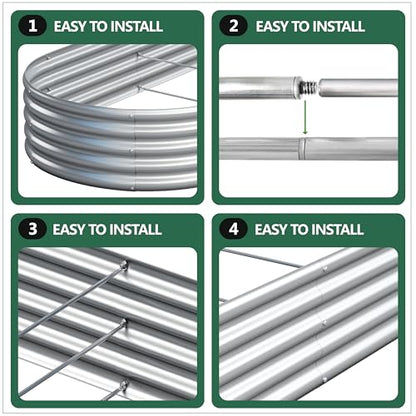 2PCS 4x2x1FT Galvanized Metal Raised Garden Bed,Outdoor Planter Box for Vegetables - size: 4x2x1(2PCS)