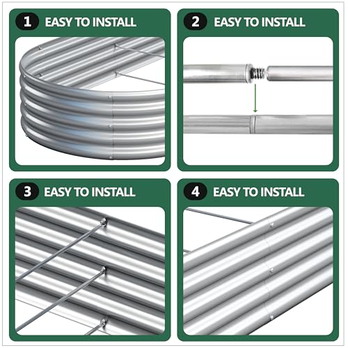 2PCS 8x2x1FT Galvanized Metal Raised Garden Bed,Outdoor Planter Box for Vegetables - size: 8x2x1(2PCS)