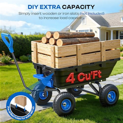 Wheelbarrow Garden Dump Cart Wagon 4 Cu.Ft. - color: 900lbs|blue