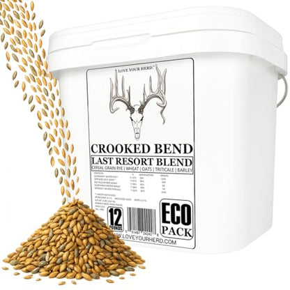Crooked Bend Last Resort Blend, 12LB EcoPack, Winter Food Plot Seed for Deer, Cereal Grain Rye, Wheat, Barley, Triticale & Oat Seeds Grow Whitetail & Turkey Attractants & Cold Hardy Hunting Food Plots - size: 12 Pound (Pack of 1)