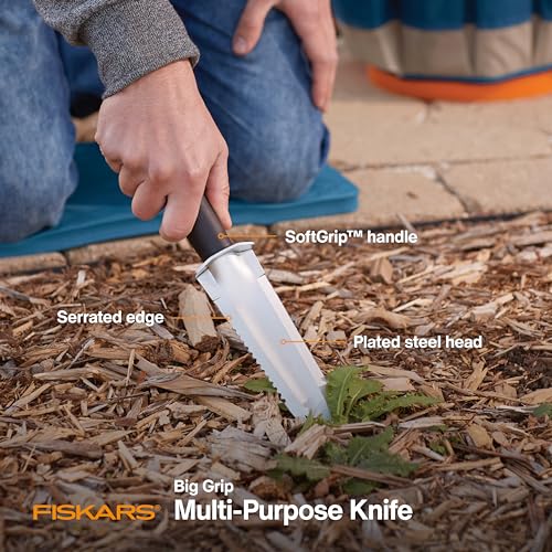 Fiskars Steel Garden Knife, Multi-Purpose Weed Puller Gardening & Yard Tool